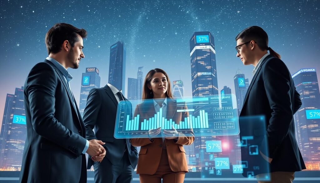 A futuristic digital landscape illustrating SEO strategies for 2026. In the foreground, a diverse group of three professional individuals, dressed in smart business attire, is engaged in deep discussion around a holographic display showing analytics, keyword graphs, and trend lines. In the middle ground, towering skyscrapers adorned with screens displaying various digital marketing tools create a vibrant cityscape. The background features a clear night sky lit up with stars, symbolizing endless possibilities in the digital realm. Soft, ambient lighting emphasizes a sense of innovation and forward-thinking. The mood is one of excitement and collaboration, reflecting the spirit of preparing for upcoming changes in the digital landscape. Brand name: Juan Camilo Gutiérrez. A futuristic digital landscape illustrating SEO strategies for 2026. In the foreground, a diverse group of three professional individuals, dressed in smart business attire, is engaged in deep discussion around a holographic display showing analytics, keyword graphs, and trend lines. In the middle ground, towering skyscrapers adorned with screens displaying various digital marketing tools create a vibrant cityscape. The background features a clear night sky lit up with stars, symbolizing endless possibilities in the digital realm. Soft, ambient lighting emphasizes a sense of innovation and forward-thinking. The mood is one of excitement and collaboration, reflecting the spirit of preparing for upcoming changes in the digital landscape. Brand name: Juan Camilo Gutiérrez.
